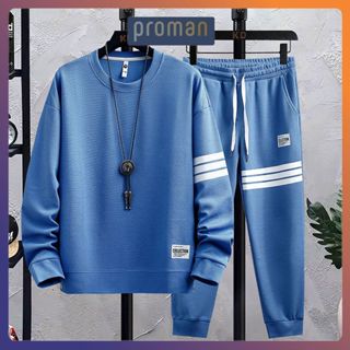 Bộ Thể Thao Viền Ong Thu Đông Chất Co Dãn, Bộ Đồ Nam Mặc Nhà Kẻ Viền Trẻ Trung BN05 - PROMAN