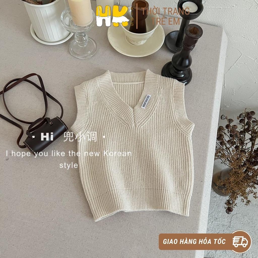 Áo gile len cho bé HK KIDS, áo len gi lê sát nách xinh xắn thời trang mùa thu đông size từ 1-6 tuổi