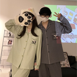 Bộ đồ ngủ nam nữ caro gấu trúc Panda chất đẹp thiết kế mới