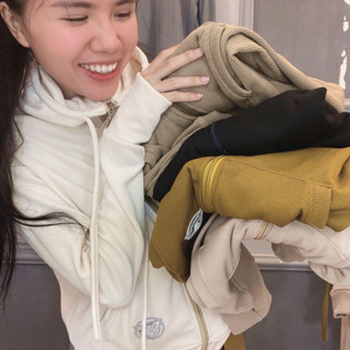  Áo khoác thun gân túi thêu cổ cao tay xỏ ngón  có túi trong  Bigsize 