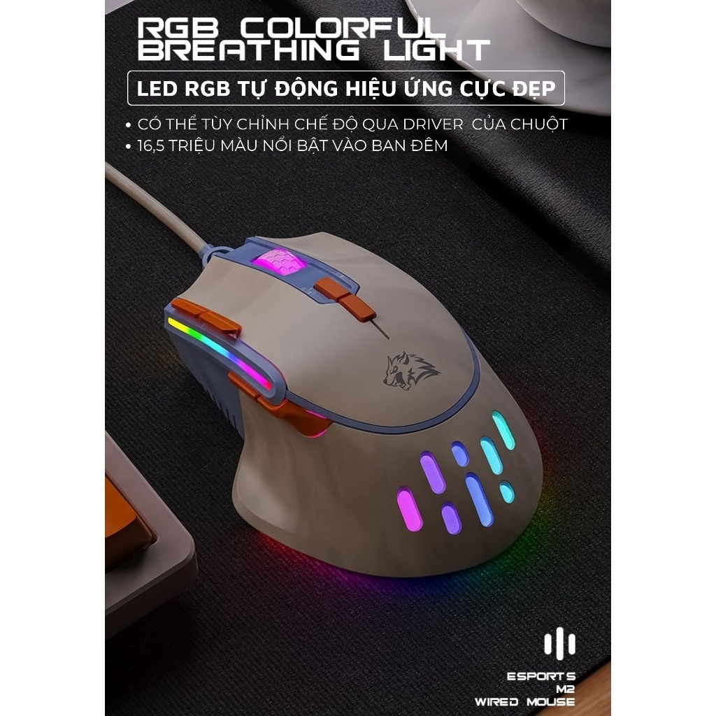 Chuột Máy Tính Chuyên Game Gaming Ziyou M2 Led RGB 12800 DPI Hỗ trợ Cài Macro Có App Tùy Chỉnh