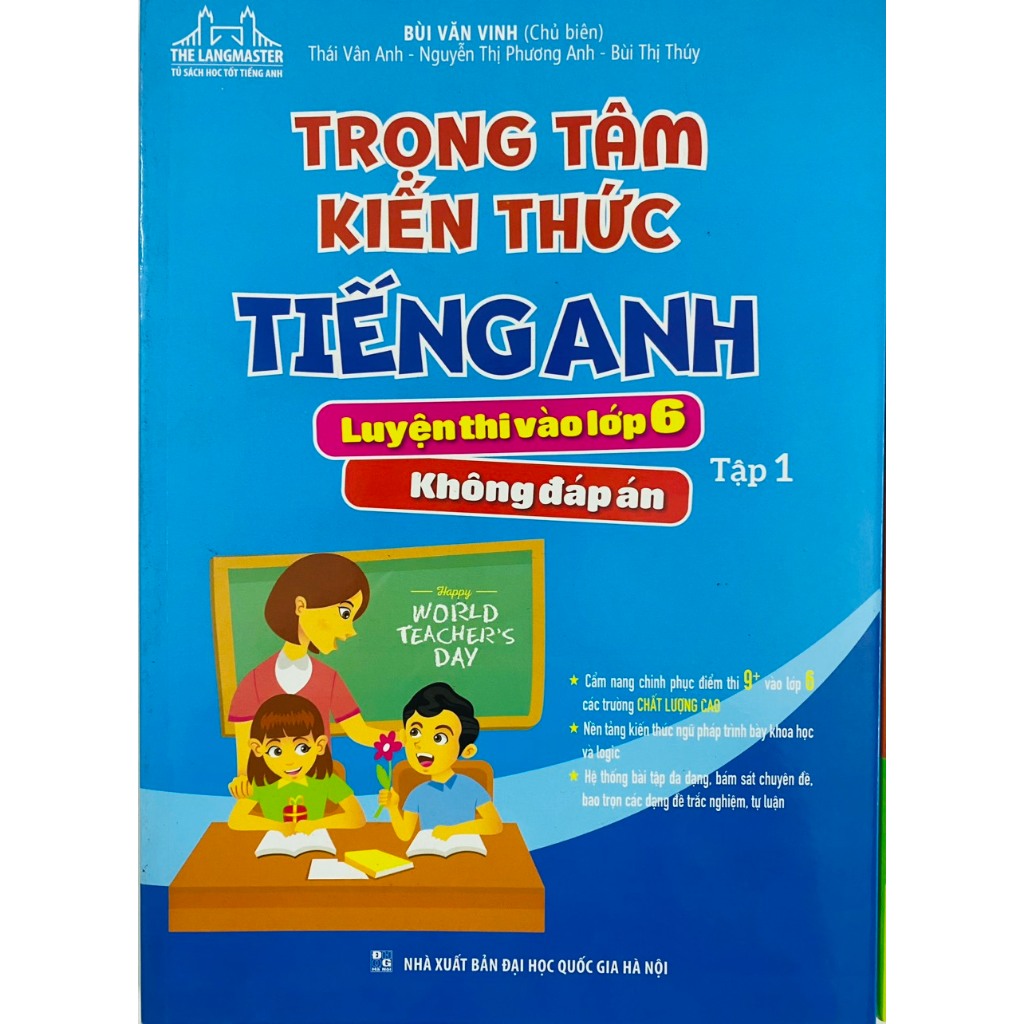 Sách - Trọng tâm kiến thức Tiếng Anh luyện thi vào lớp 6 tập 1+2 (không đáp án)