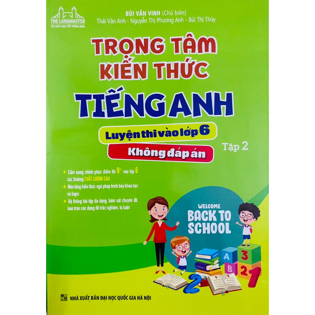 Sách - Trọng tâm kiến thức Tiếng Anh luyện thi vào lớp 6 tập 1+2 (không đáp án)