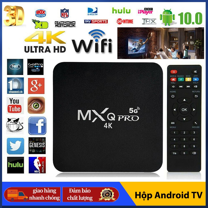 Android TV Box MXQ PRO,Hộp giải mã TV Internet,Tiếng Việt Wifi5G,độ phân giải 4K,8G+128GB/16GB+256GB