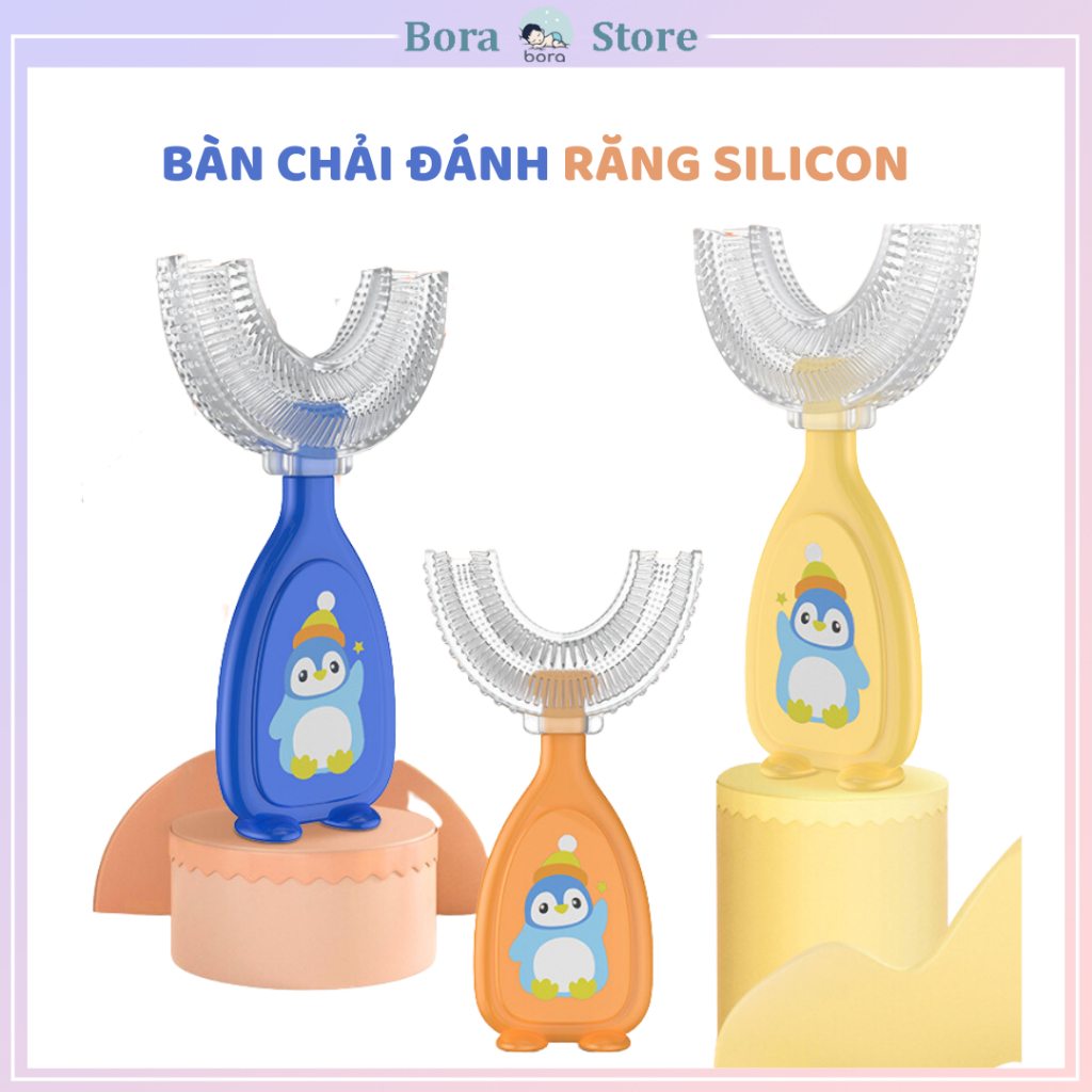 Bàn chải đánh răng cho bé chữ U silicon mềm mại cho bé 2-8 tuổi