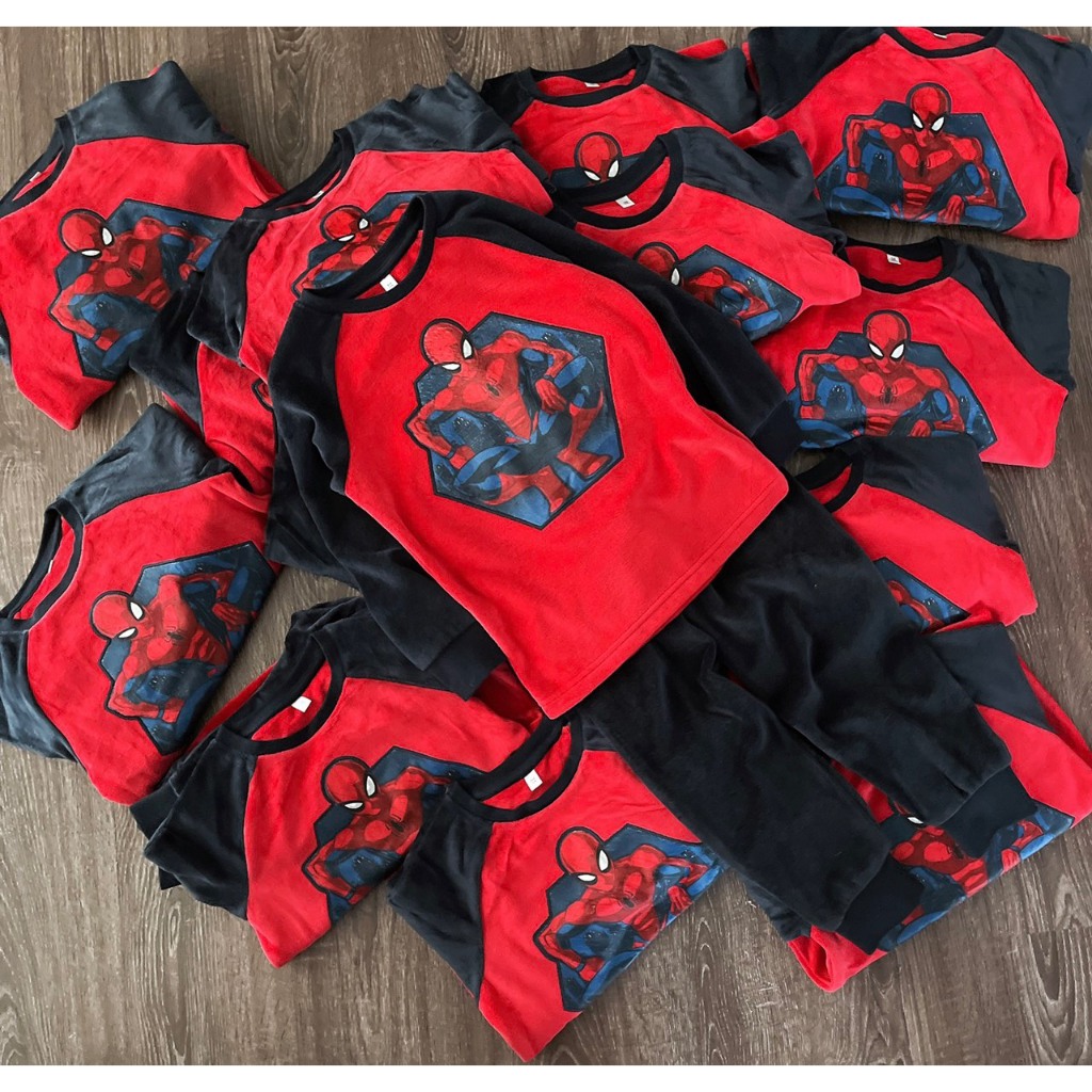 Bộ nhung bé trai Spider Man đỏ