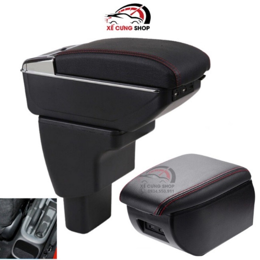 Hộp tỳ tay xe Hyundai I10 cao cấp tích hợp cổng sạc USB - Bảo hành 12 tháng.