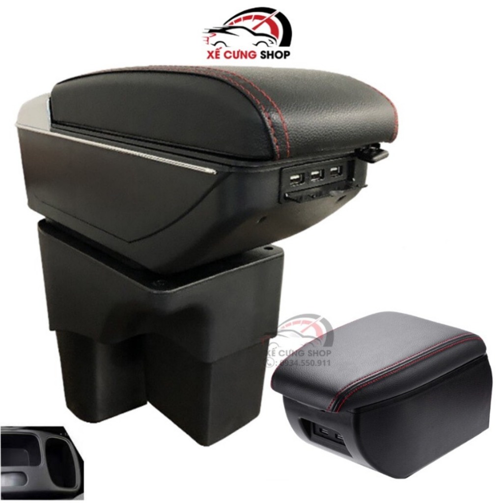 Hộp tỳ tay xe SOLUTO cao cấp chính hãng tích hợp cổng sạc USB - Bảo hành 12 tháng