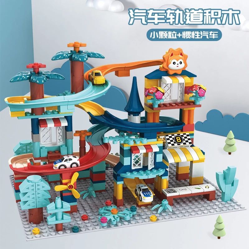 Đồ chơi lắp ghép mô hình lâu đài kết hợp đường ray ô tô gồm 512 pcs, kí hiệu J8032