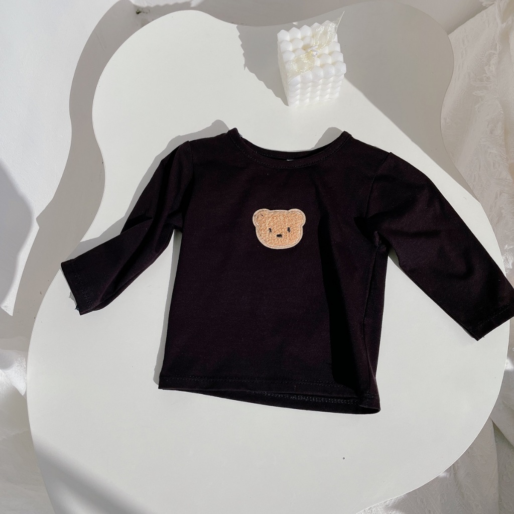 Áo cotton dài tay đính gấu thêu cho bé trai, bé gái sơ sinh 4-12kg, Chất cotton QC cao cấp. Stella shop