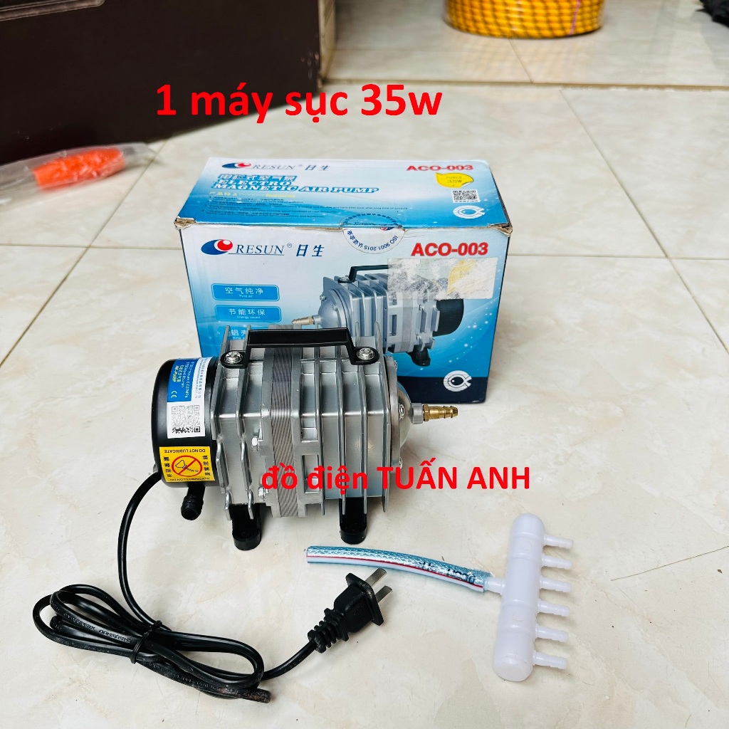 Bộ máy sục oxi bể cá 35w 220v + 6 quả sủi + 12m dây, máy sủi oxy hồ cá