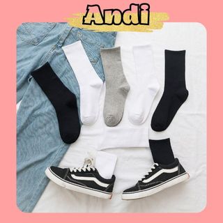 Tất cổ cao Unisex vớ cổ cao đen trắng nam nữ phù hợp đi 4 mùa xuân hạ thu đông A315,AD51 - ANDI FASHION