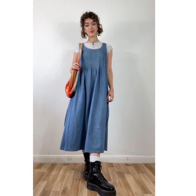 Váy Tay Sát Vintage/ Mori Freesize Chít Dọc Suông Cotton Vui Thu Đông/ Noel Xinh