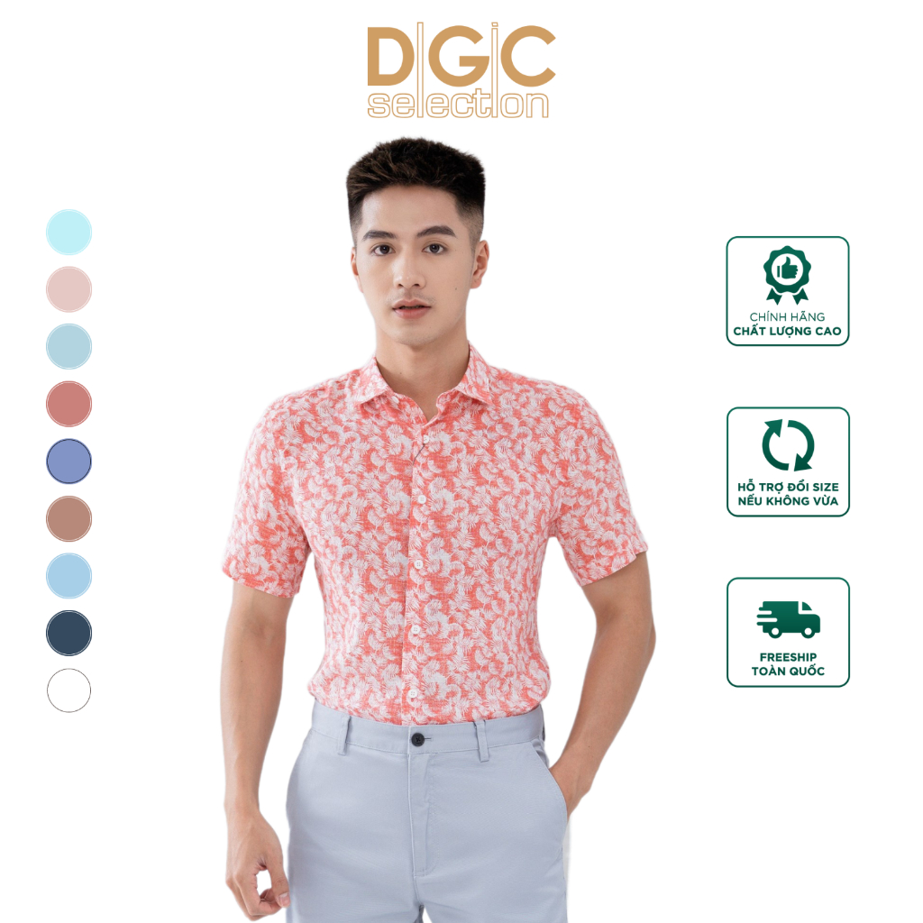 Sơ mi ngắn tay cotton họa tiết mùa hè dáng suông, nhẹ, thoáng mát thấm hút mồ hôi tốt - DGC - SASNBC03M