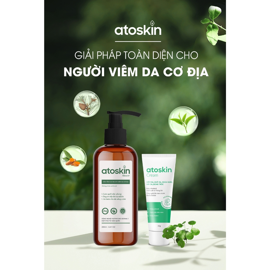 Atoskin Cream ( Mẫu mới) Kem dưỡng ẩm, giảm khô rát, bong tróc da, giúp tăng cường sức khỏe làn da, không chứa Corticoid