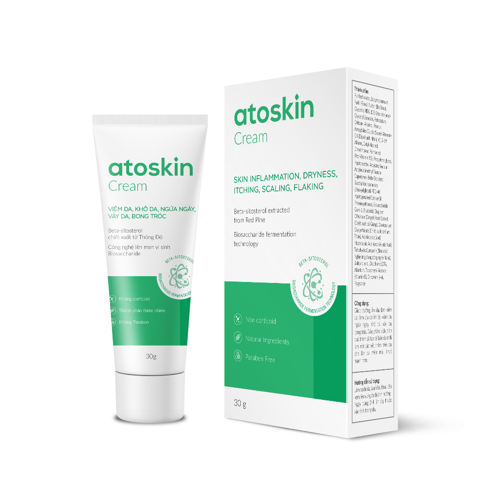 Atoskin Cream ( Mẫu mới) Kem dưỡng ẩm, giảm khô rát, bong tróc da, giúp tăng cường sức khỏe làn da, không chứa Corticoid