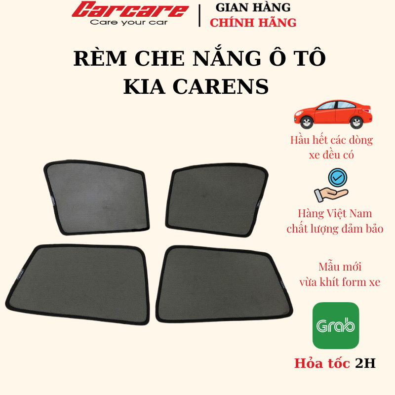 Rèm Che Nắng Theo Xe Kia Carens 2007-2016, 2022-2023- Bộ 4 Tấm Dính Nam Châm