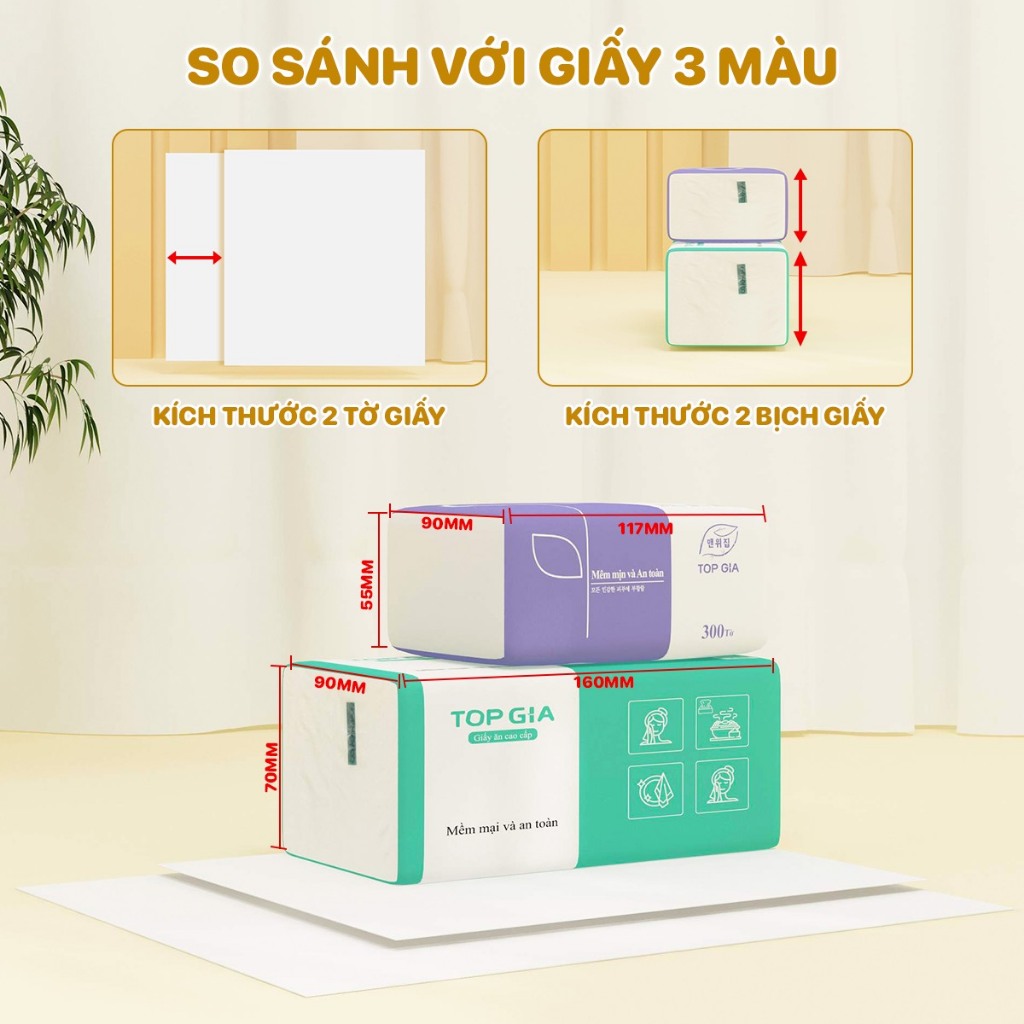 Giấy rút lụa Top Gia 1 gói lớn 4 lớp siêu dai, mua 1 thùng 20 gói giá cực ưu đãi