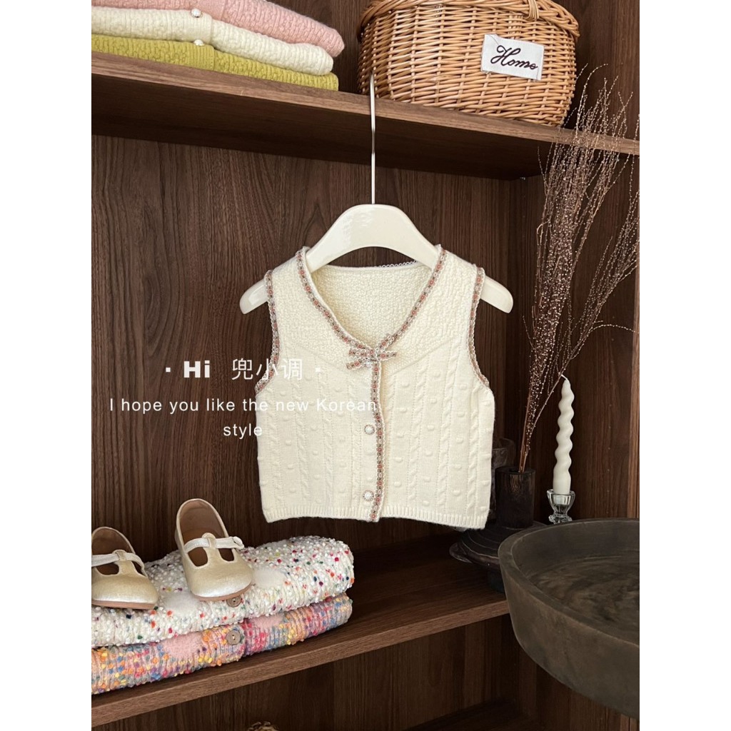 Áo gile len cho bé HK KIDS, áo len gi lê sát nách xinh xắn thời trang mùa thu đông size từ 1-6 tuổi