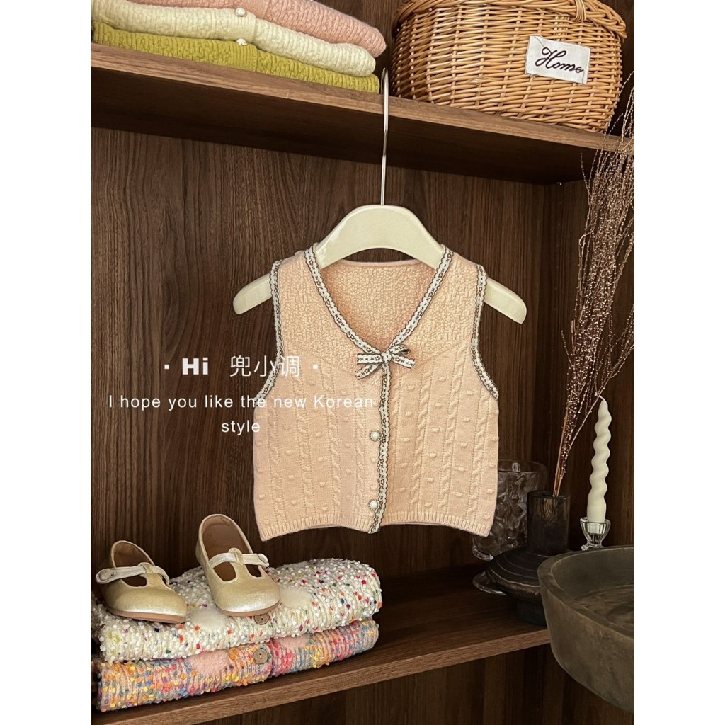 Áo gile len cho bé HK KIDS, áo len gi lê sát nách xinh xắn thời trang mùa thu đông size từ 1-6 tuổi