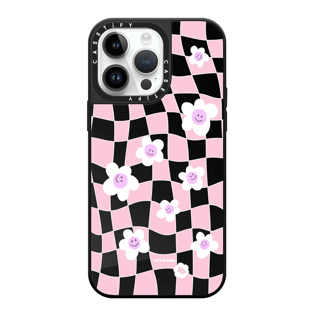 Ốp Lưng CASETiFY | Pink Checkered Flowers | Mirror