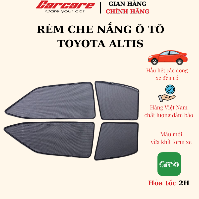 Rèm Che Nắng Theo Xe Toyota Altis 2003- 2007,2008-2013(đầu 2014), 2014- 2020, 2021-2023- Bộ 4 Tấm Dính Nam Châm