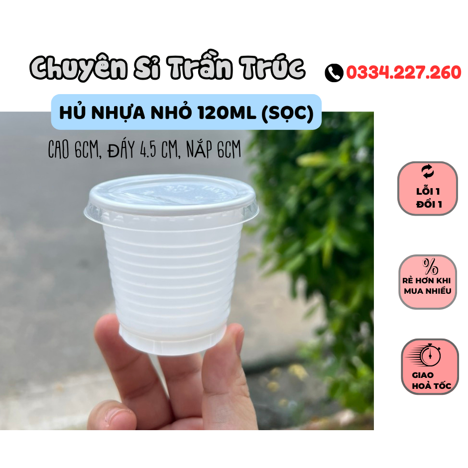 Combo 50 ly nhựa trắng đục 120ml, hủ nhựa đựng sữa chua 120ml, hủ nhựa đựng nước chấm, ly nhựa đựng nước sốt