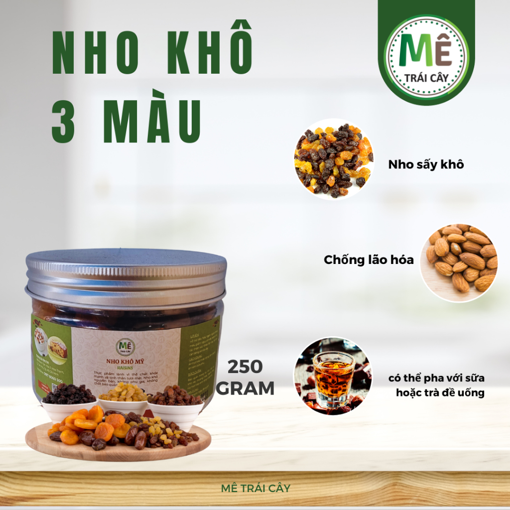 Nho Khô Mỹ 3 màu