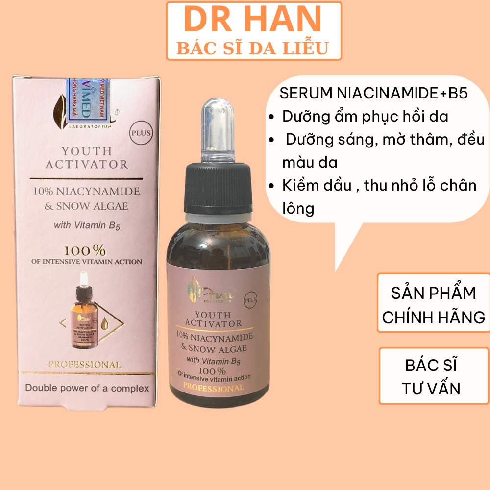 Serum Niacinamide + B5 Ava giảm mụn thâm, cấp ẩm phục hồi , dưỡng sáng đều màu da, thu nhỏ lỗ chân lông 30ml