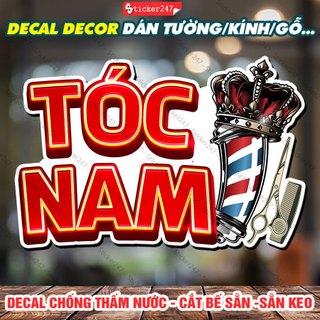Tranh dán tường tóc nam 🌈 decal dán tường trang trí tiệm tóc - sticker chống thấm nước, chống nắng, cắt sẵn