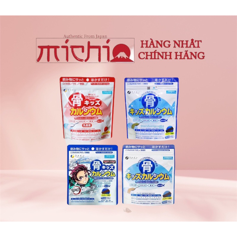 Bột Bone's Calcium For Kids So Cô La, Dâu Túi 140G Bổ Sung Canxi Xương Cá Tuyết Nhật Bản