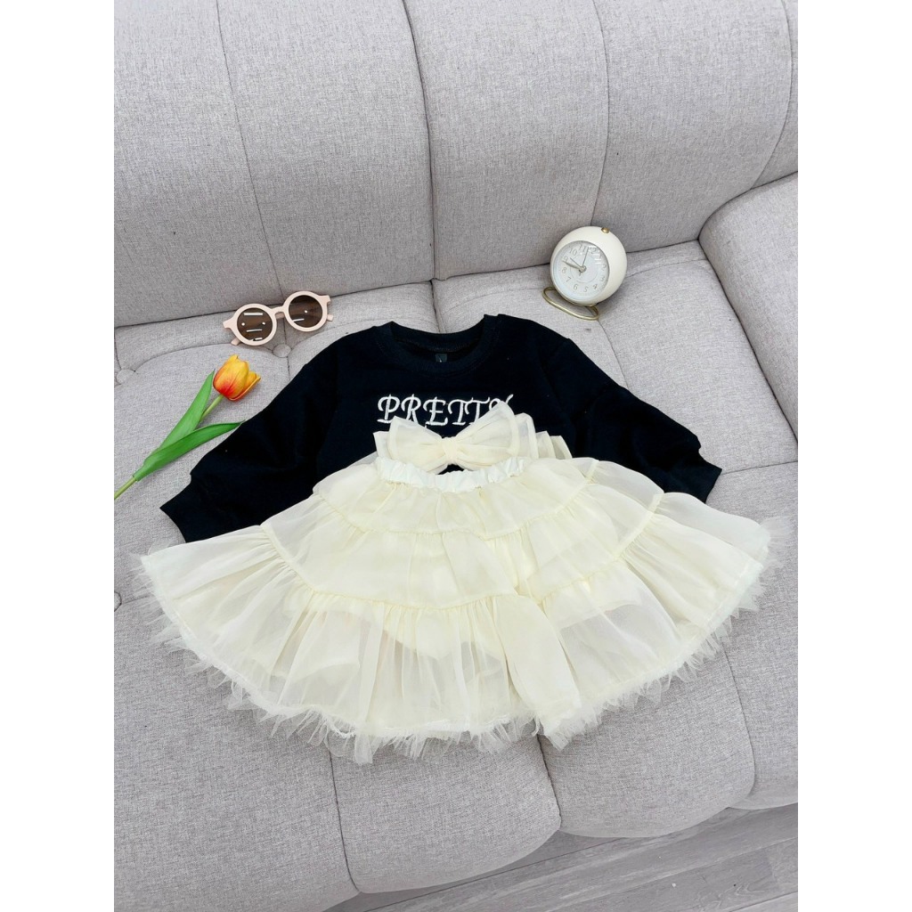 Váy Đầm Bé Gái, Set Váy Tiểu Thư Sang Chảnh Cho Bé Gái Từ 10- 26kg
