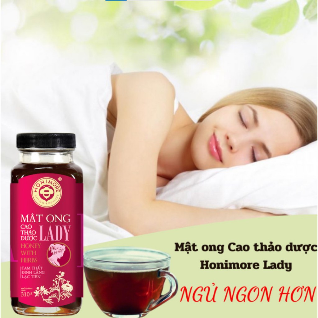 Mật Ong Cao thảo Dược Honimore Lady chai 310g - Bổ Máu, Ngủ Ngon