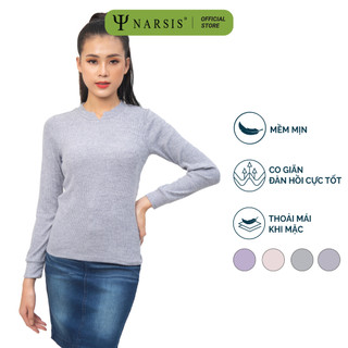 Áo len nữ dài tay cổ tròn thời trang , Áo len nữ cao cấp hiệu NARSIS , Chất vải mềm mại co dãn thân thiện với da