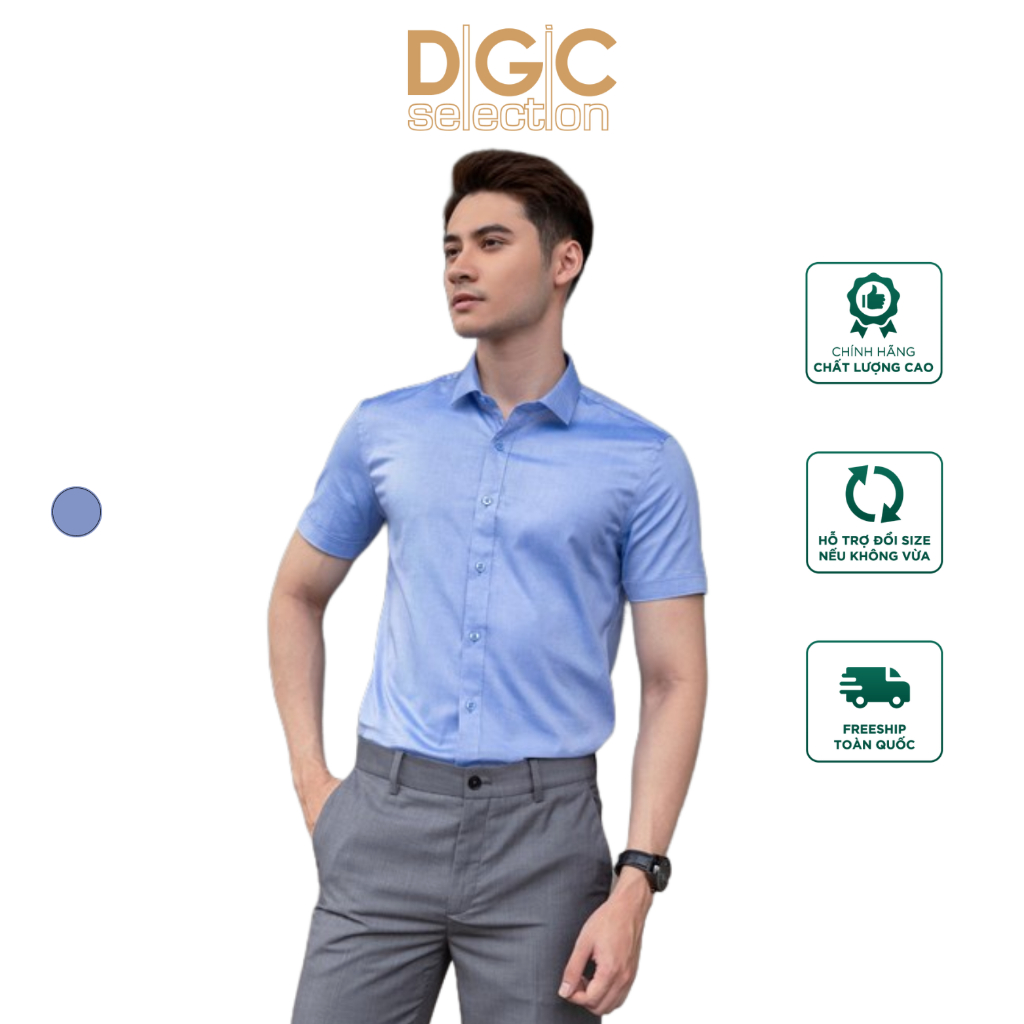 Áo sơ mi ngắn tay DGC-SASNBC26M chất liệu cotton 100%, Slim fit, thoáng mát, thấm hút mồ hôi tốt