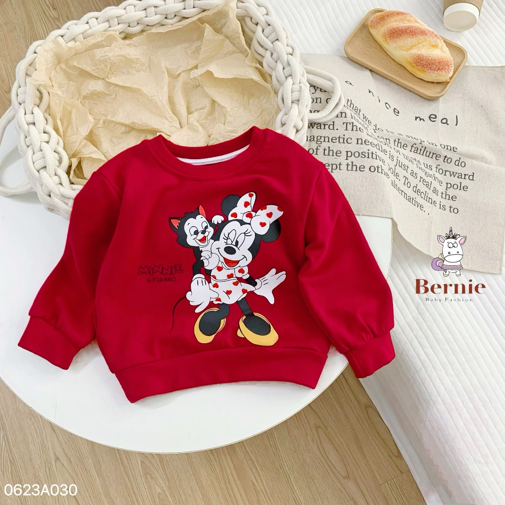 Áo phông sweater da cá unisex cho bé, áo thun dài tay hoạ tiết xinh xắn cho bé Bernie