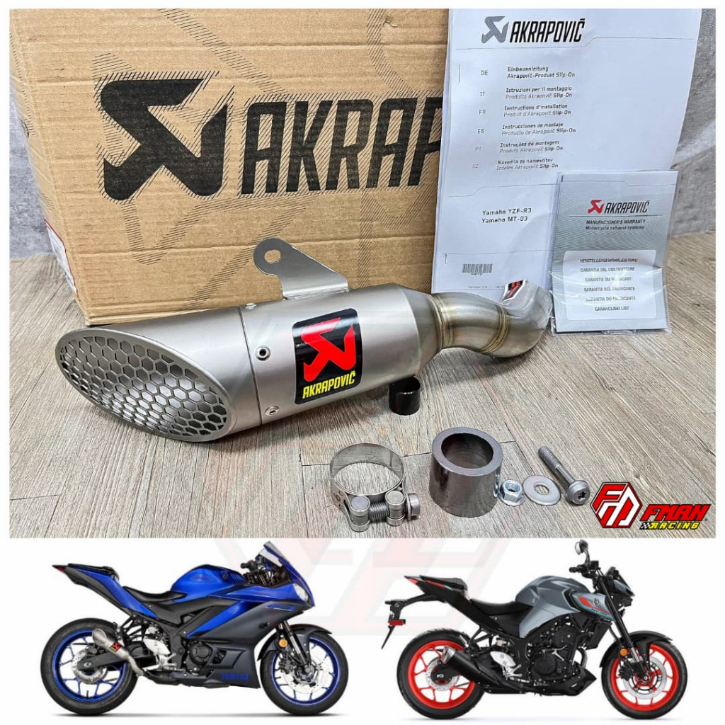 PÔ AKRAPOVIC R3 - MT03 SLIP-ON TITANIUM CHÍNH HÃNG 2022+