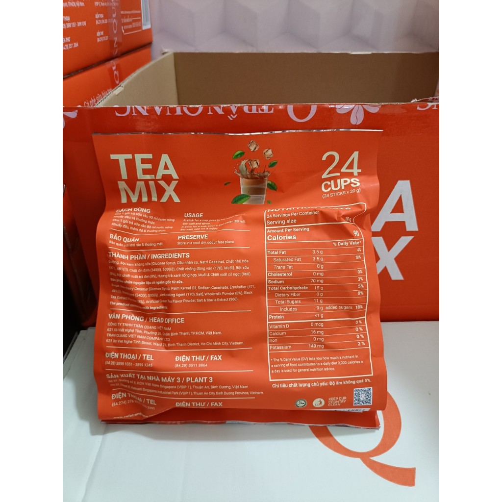 Giá sỉ Trà sữa TEA MIX Trần Quang bịch 24 gói x20g