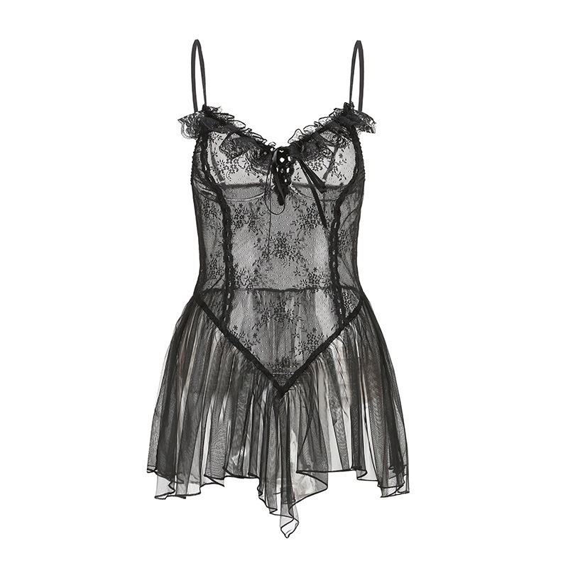 Váy Ngủ 2 Dây Sexy Xuyên Thấu V008