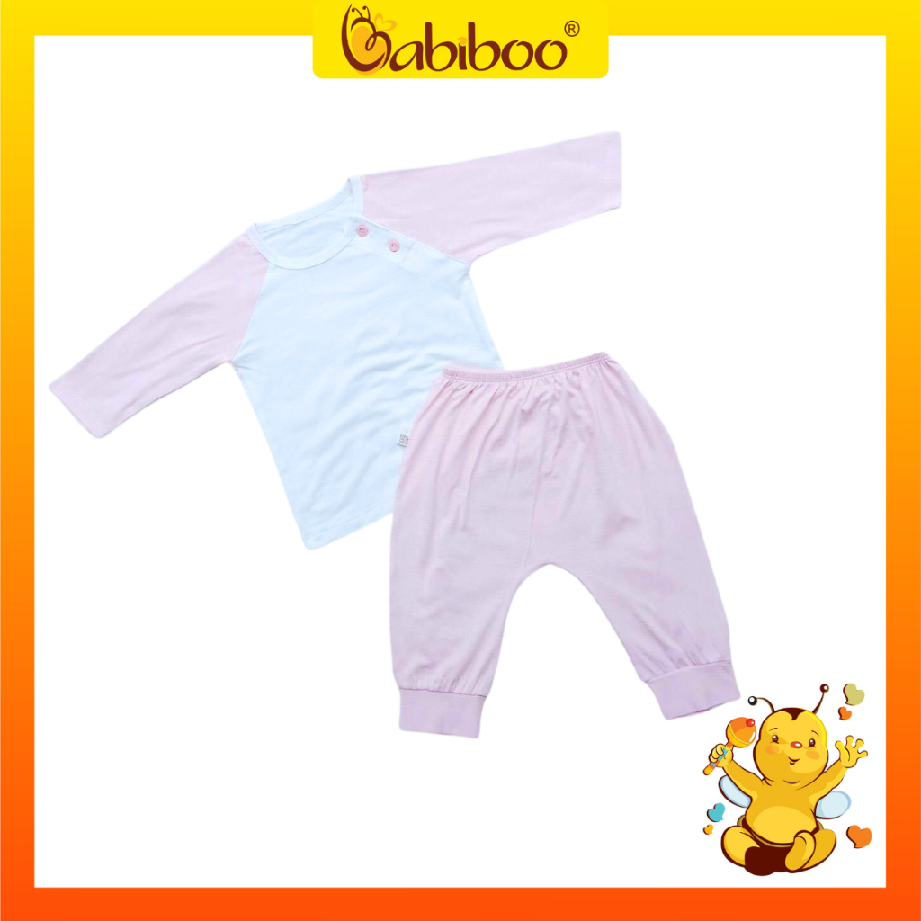 Bộ dài tay bé trai, bé gái BABIBOO bộ quần áo dài tay vải Viscose sợi vải mềm mại, thoáng mát BTK34
