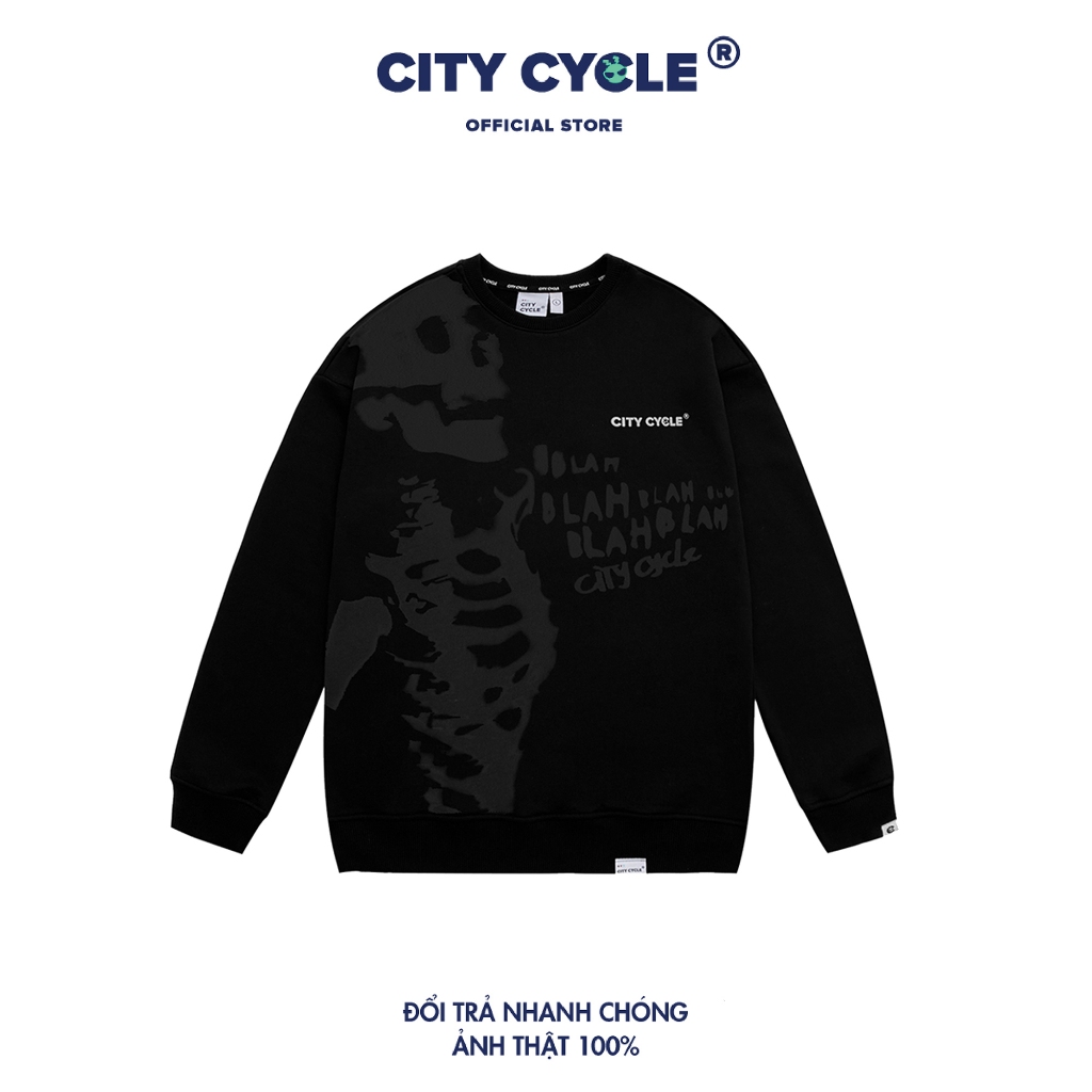 Áo sweater local brand Blah City Cycle nỉ da cá form rộng oversize unisex