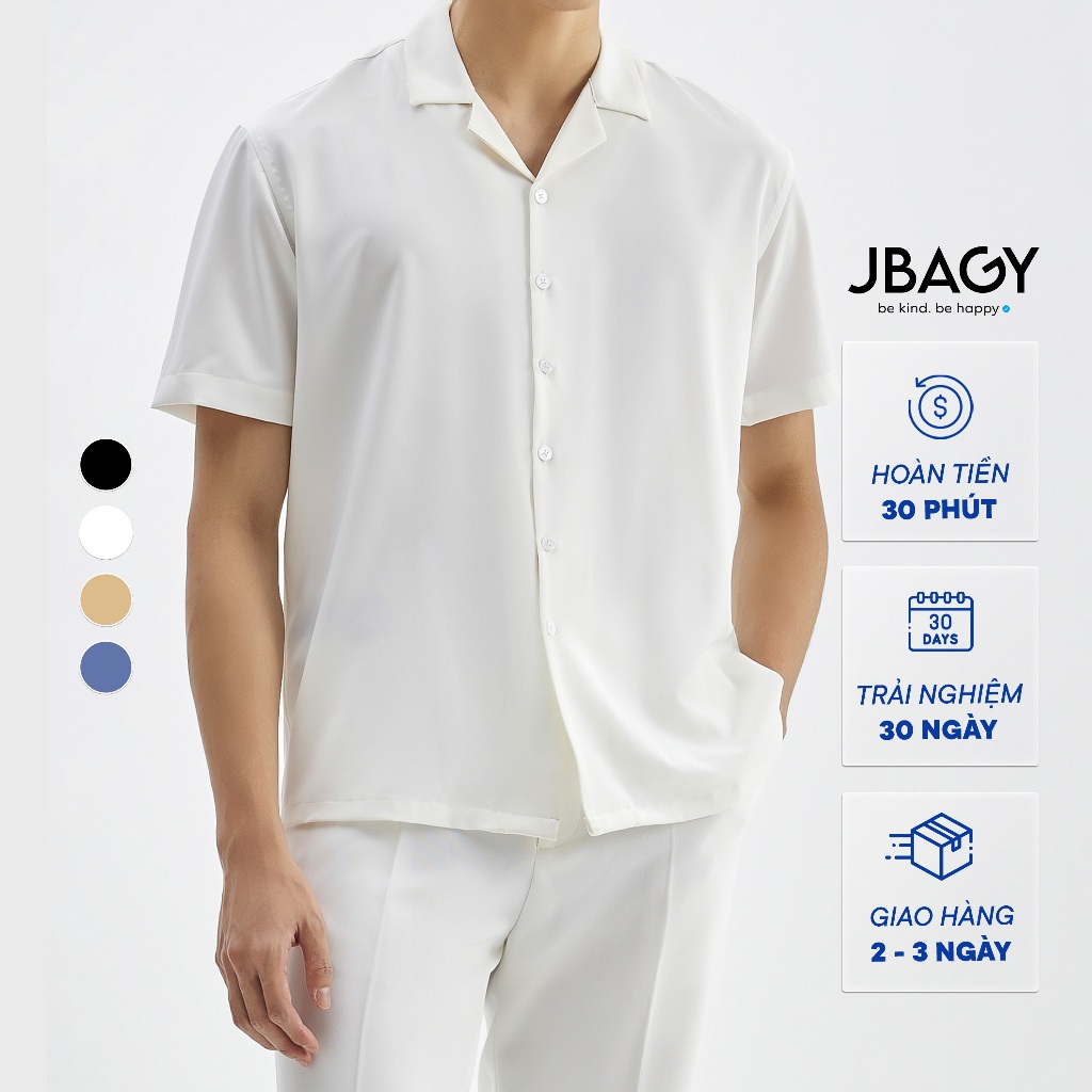 Áo sơ mi nam tay ngắn vải lụa BamBoo sợi tre cực mát, áo cuban shirt đi biển 2023 JBAGY - JS0208