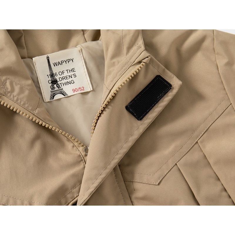 Áo khoác khóa mũ trẻ em chất vải kaki mềm mim co giãn size từ 10-22kg