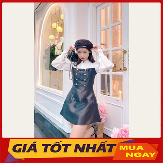 Đầm Sơ Mi Cổ Tàu Kết Hợp Váy Liền Thân Đính Ngọc Hàng Quảng Châu V5060 - Yamy888
