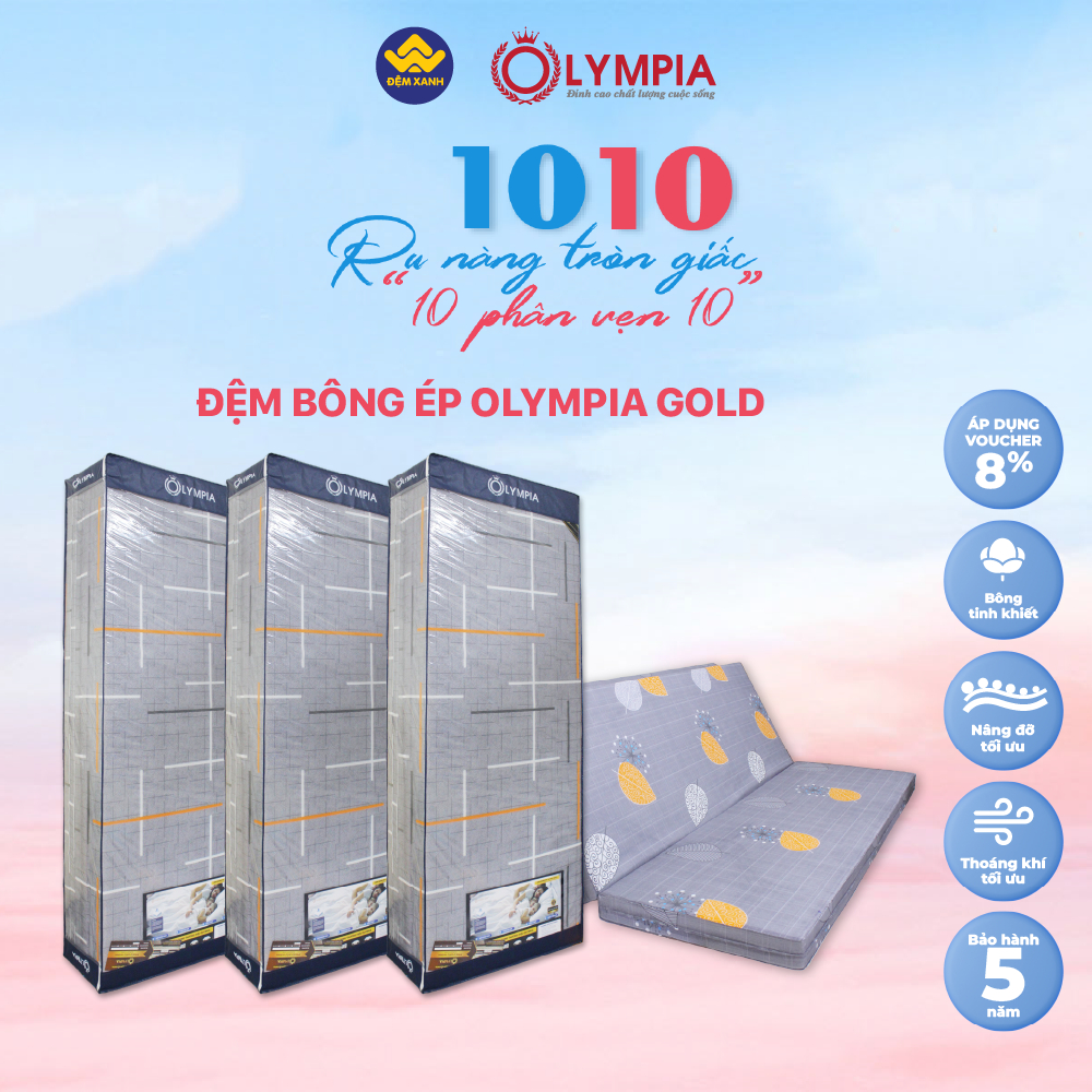 Đệm bông ép Olympia Gold (lõi bông tinh khiết, bảo hành 5 năm) (Sản phẩm Mới 9/2023)