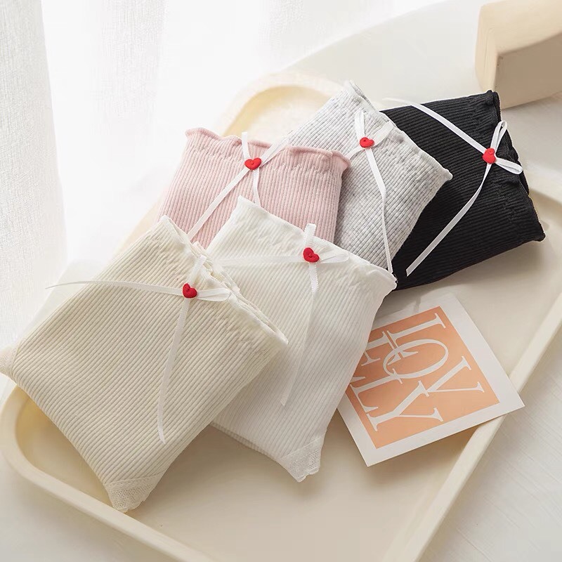 Quần lót nữ Vanvene Q1038, quần chip cotton gân tăm kháng khuẩn mới đính nơ viền ren quyến rũ