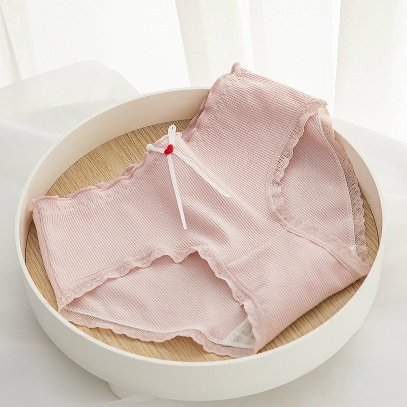 Quần lót nữ Vanvene Q1038, quần chip cotton gân tăm kháng khuẩn mới đính nơ viền ren quyến rũ