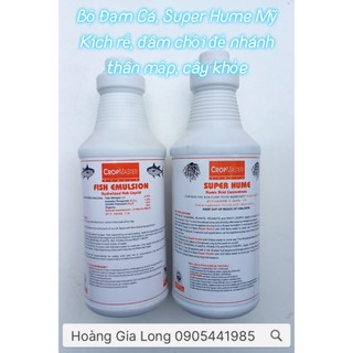 Combo 2 chai phân bón lá nhập khẩu Mỹ Đạm cá mòi Fish Emulsion và Super Hume