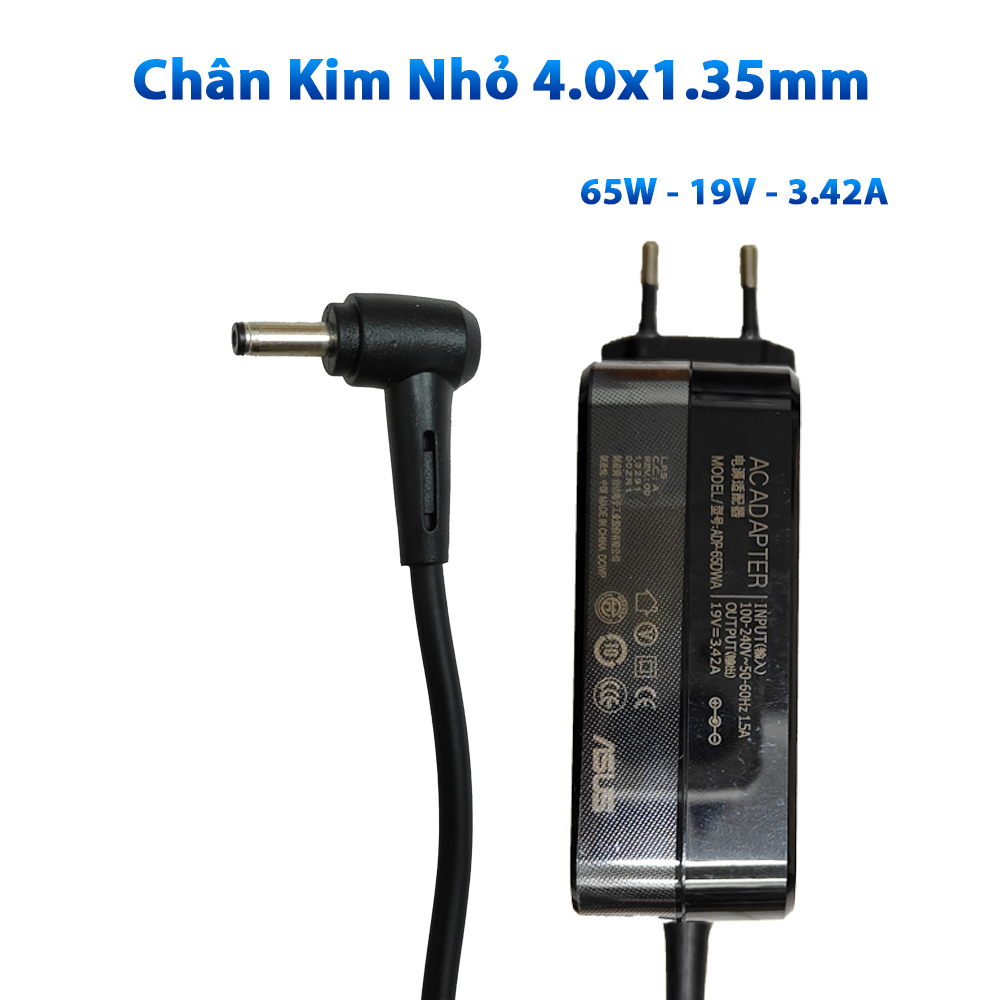 Sạc laptop Asus vuông 45W 2.37/ 65W 3.42A ZIN chân nhỏ cho Zenbook A556 UX301 UX430 Vivobook s14 15 17 đầu 4.0x1.35mm