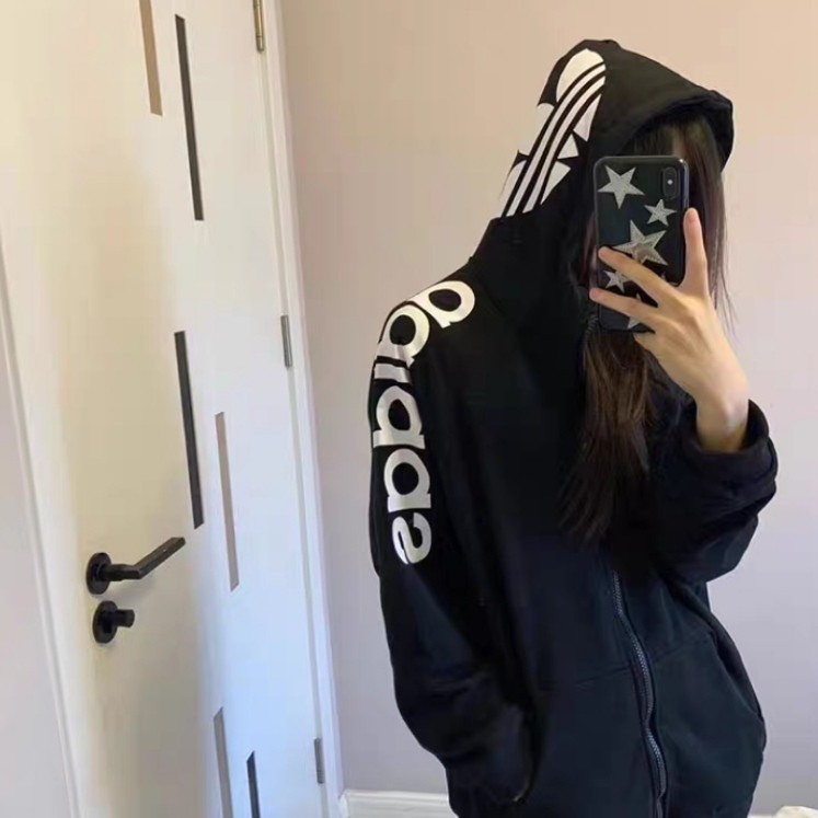 Áo hoodie Adidas khóa in chữ thiết kế hot trend Nam nữ Áo Hoodie Adidas Mũ Trùm 2 Lớp Chất Nỉ Cotton Cao Cấp